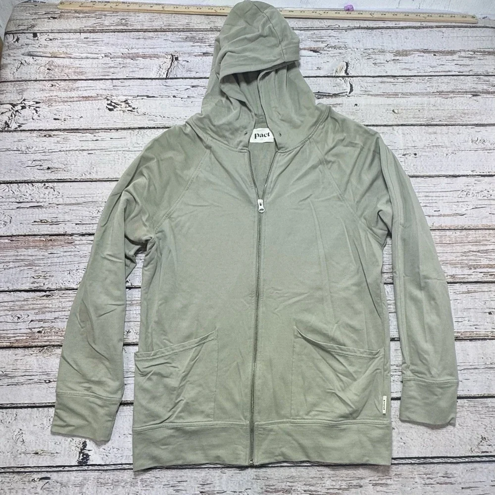 Pact Mens Light Green Organic Cotton Full Zip Hoodie Sweatshirt Size Medium
